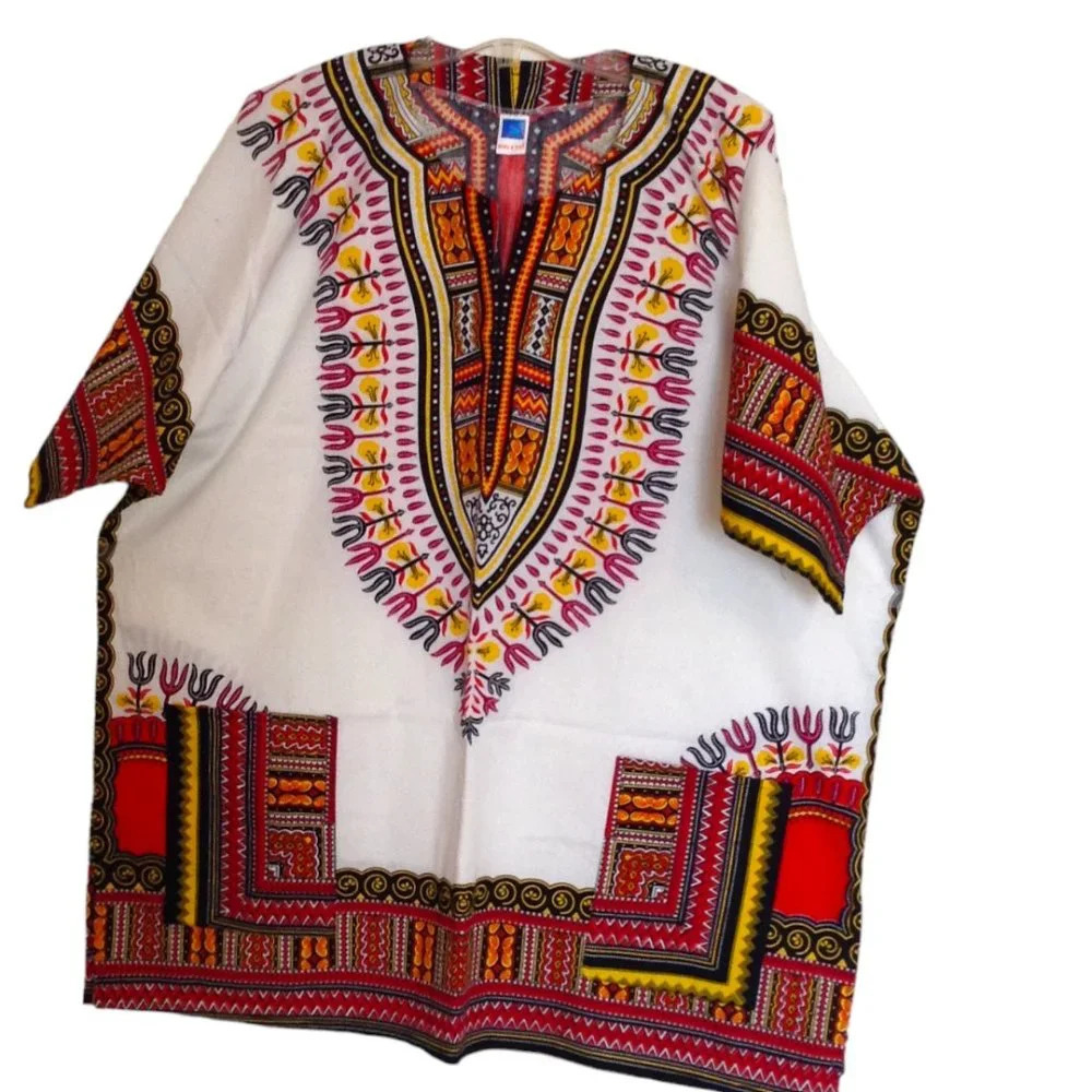 Mama & Papa Women's Tunic Beach Cover-up African Print Vacation Boho Kimono